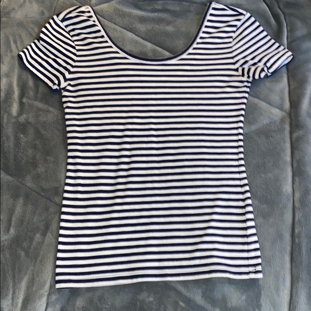 Striped Scoop-Neck Tee